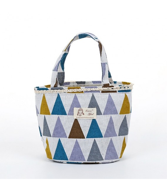 Utensilo - круглый ретро сумка Bobbel с шнурком - с треугольниками - Фото 2