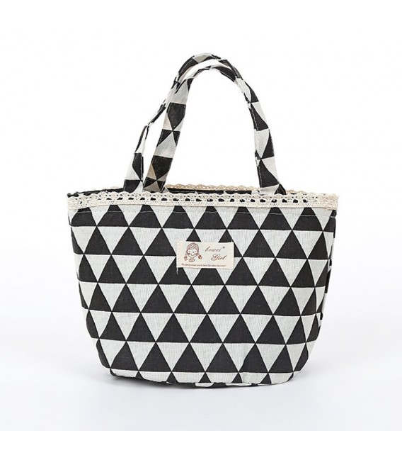 Utensilo - круглый ретро сумка Bobbel с шнурком - с треугольниками - Фото 4