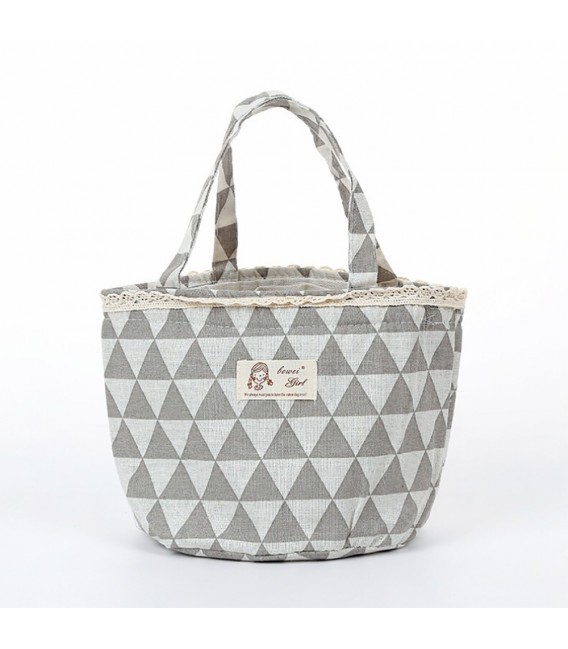 Utensilo - круглый ретро сумка Bobbel с шнурком - с треугольниками - Фото 5