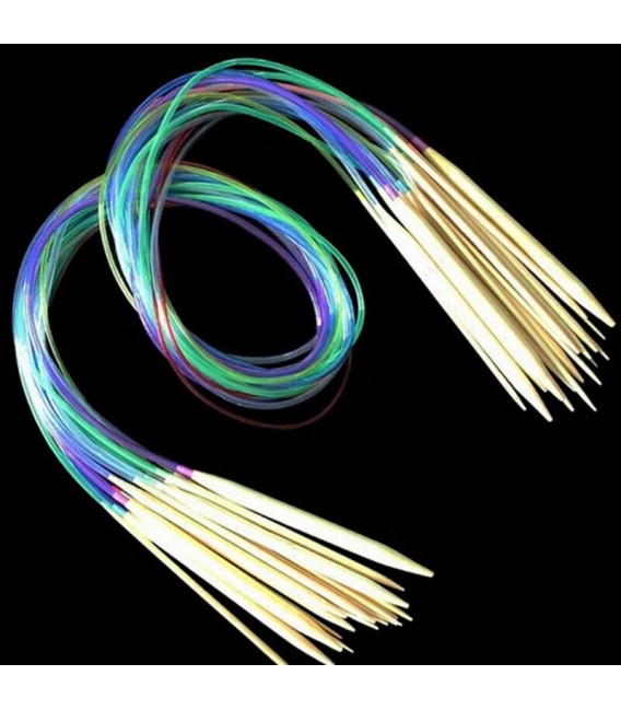 Bamboo circular knitting needles multicolour - 18-piece set - image 3