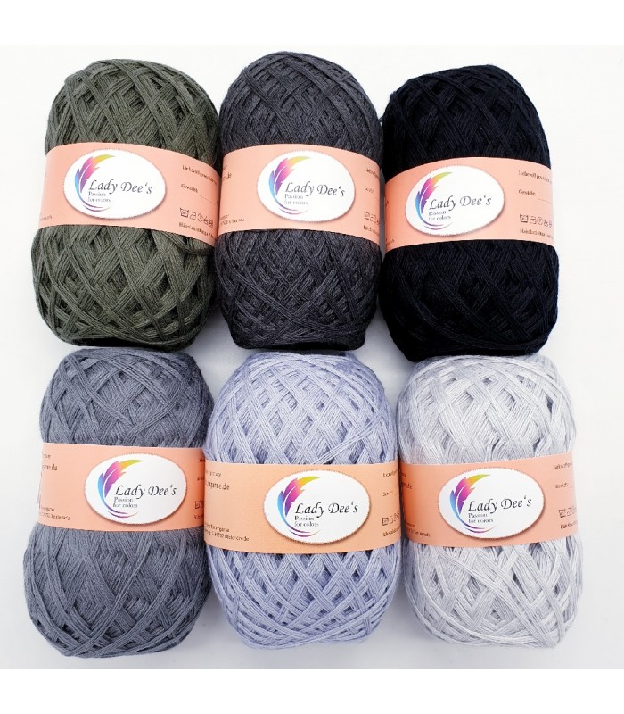 5 lace yarns Uni + 1 skein free - (21-42-34-68-09-16) - Lady Dee´s  Traumgarne Export