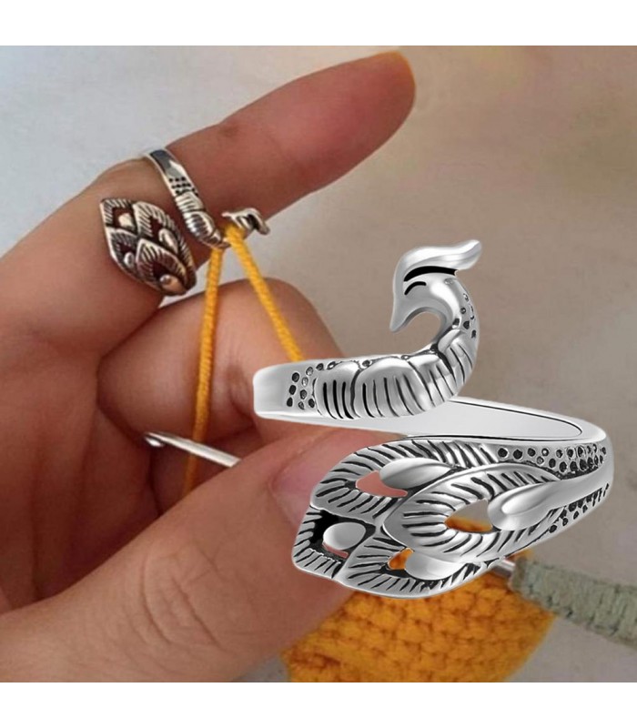 2 paquets d'anneaux de boucle de crochet à tricoter pour les doigts, anneau  de tension de crochet réglable, porte-doigts de guide de fil ouvert en  métal, cosses à tricoter pour crochet 