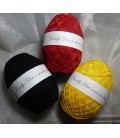 Lace Yarn - Black - Red - Gold - 3 skeins 100g each