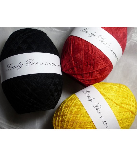 Lace Yarn - Black - Red - Gold - 3 skeins 100g each