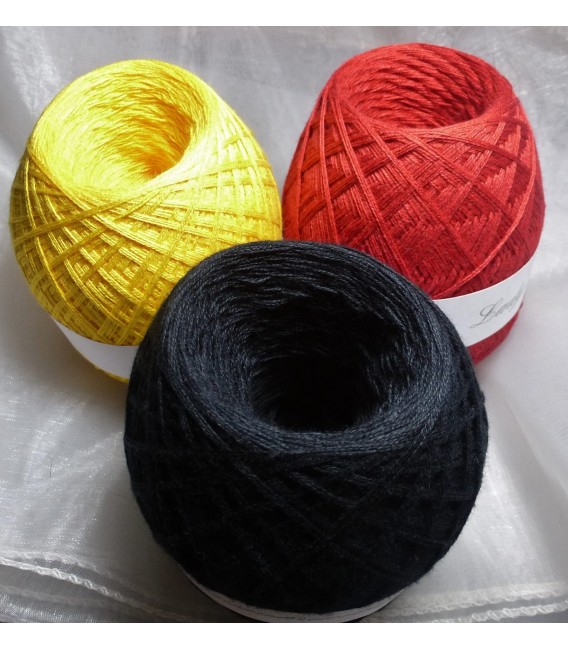 Lace Yarn - Black - Red - Gold - 3 skeins 100g each