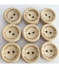 5 Wooden buttons natural - with engraving Handmade