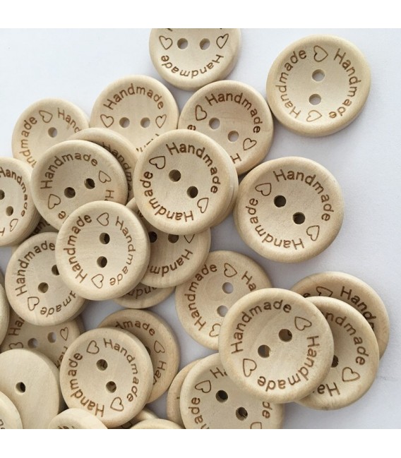 5 Wooden buttons natural - with engraving Handmade